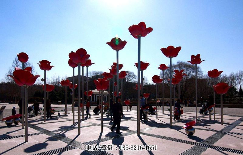 不銹鋼玫瑰花雕塑，抽象、仿真玫瑰花樹(shù)